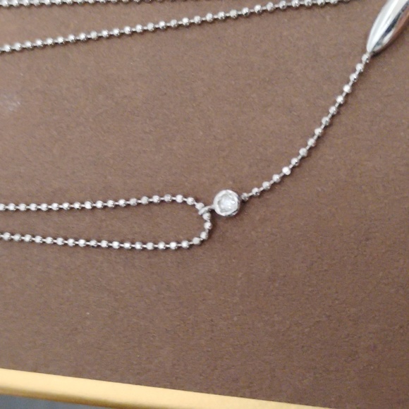 SALE! Genuine Platinum PT850 Necklace Hanging Diamond Platinum Bead 2.1g 40cm - Picture 7 of 14